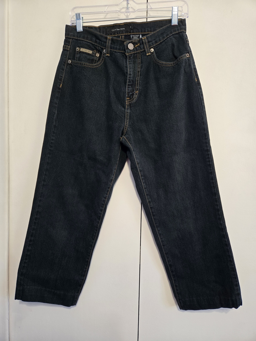 Calvin Klein Jeans Crop Wide Leg Dark Wash Stretch Jeans Women's 8